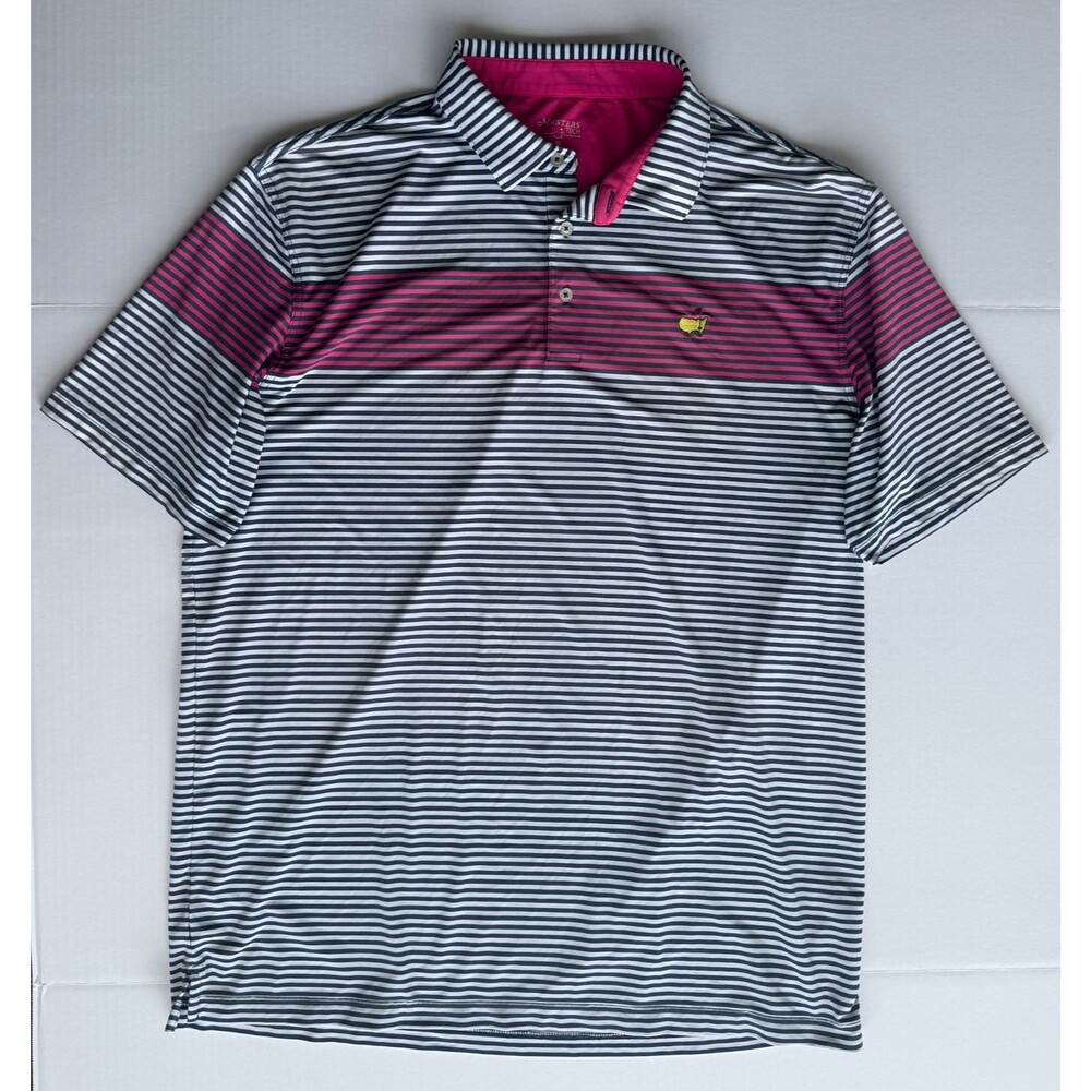 Masters Tech Golf Polo Shirt Men's XL Stripe Pink